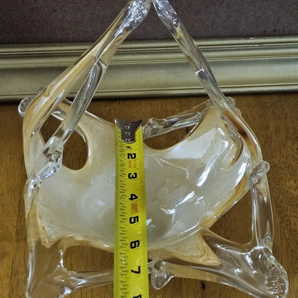 Vintage Murano Style Art Glass Lattce Edge Basket Bowl - Picture 7 of 10